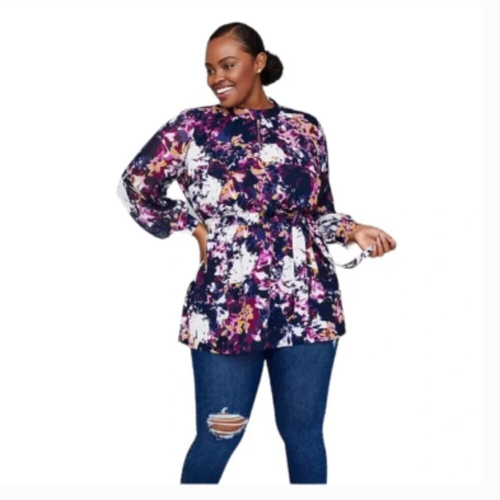Girl With Curves x Lane Bryant Floral Balloon Sleeves Tunic